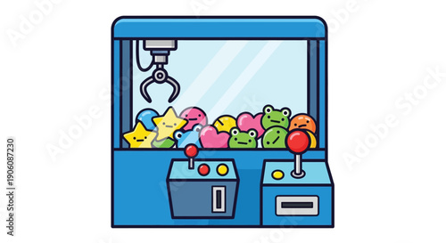 A colorful claw machine filled with plush toys and prizes a classic arcade game silhouette high quality professional detailed modern elegant stylish