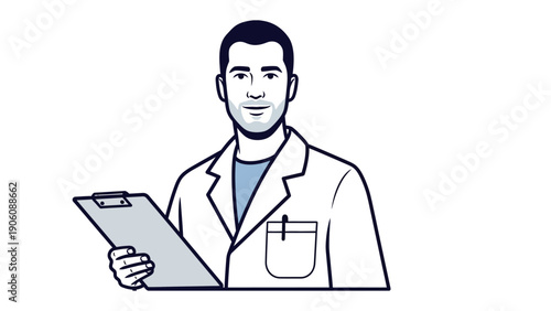 Medical Professional: A dedicated medical professional stands with a clipboard, ready to analyze and assist, embodying a calm demeanor, with the embodiment of service.