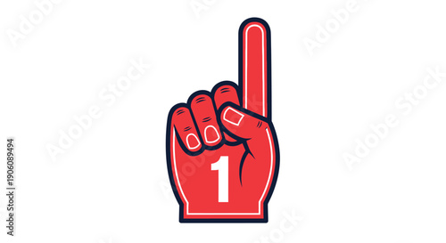 A vibrant red foam finger displaying the number one a symbol of victory and support silhouette high quality professional detailed modern elegant