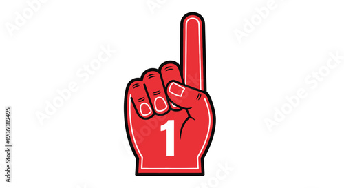 A vibrant red foam finger displaying the number one a symbol of victory and support silhouette high quality professional detailed modern