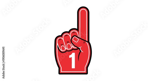 A vibrant red foam finger displaying the number one presented as a striking silhouette high quality professional detailed modern elegant stylish clean