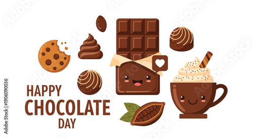 A cheerful assortment of chocolate treats and desserts are playfully displayed creating a sweet silhouette high quality professional detailed modern elegant stylish