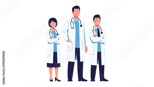 Healthcare Heroes: A team of dedicated medical professionals, stethoscopes at the ready, stands together symbolizing care, compassion, and expertise.
