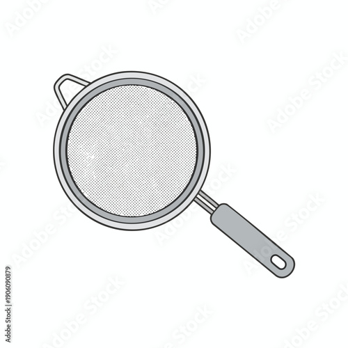 Simple Line Drawing of a Tea Strainer