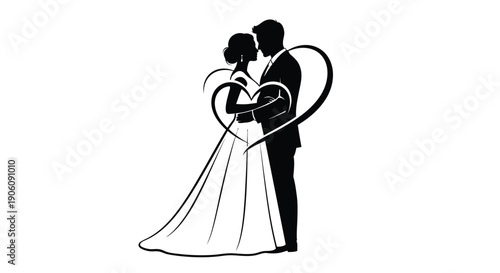 A romantic couple embraces tenderly forming a heart shape with their bodies a striking silhouette high quality professional detailed modern elegant