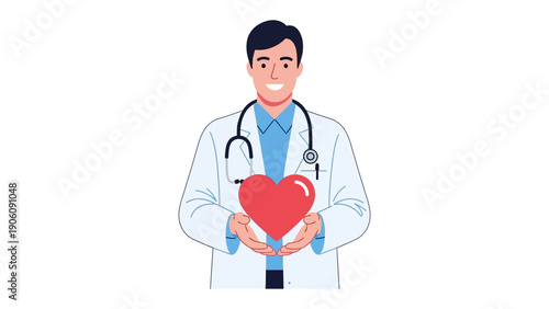 Healthcare Professional Offering Care: A compassionate healthcare provider, embodying dedication to patient well-being, extends a symbolic red heart.
