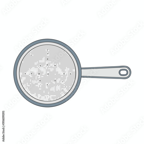 Illustration of a kitchen strainer with a handle