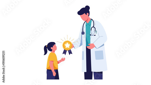 A Doctor's Care: a heartwarming scene of a doctor giving award to patient.