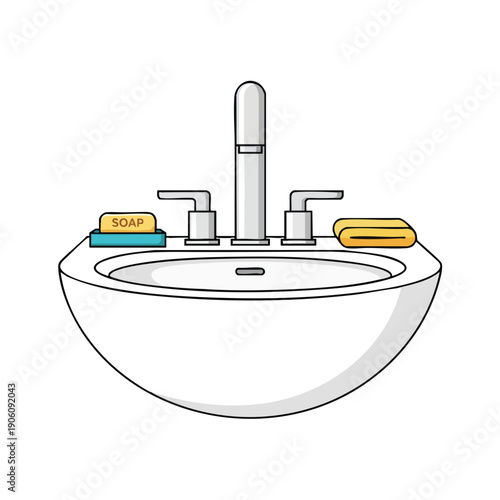 Modern Bathroom Sink Illustration