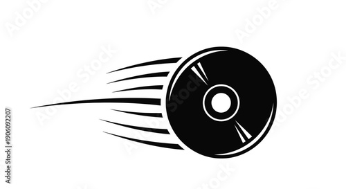 A fast moving disc depicted with speed lines creates a dynamic visual impression black silhouette high quality professional detailed modern elegant stylish