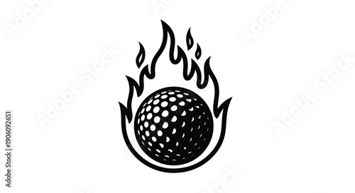 A fiery golf ball design showcases dynamic flames engulfing the sphere presented as a striking silhouette high quality professional detailed modern elegant