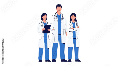 United in Healing: A professional medical team, a symbol of expertise and care, stands united, their presence embodying trust and expertise.