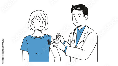 Vaccination: A patient receives a vaccine from a caring doctor, representing the essential role of healthcare