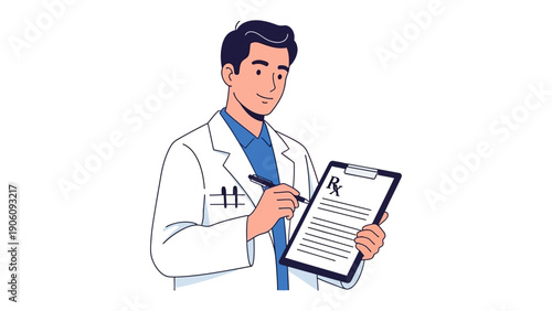 Physician in Focus: A dedicated physician meticulously writes a prescription, reflecting a commitment to patient care and the medical profession.