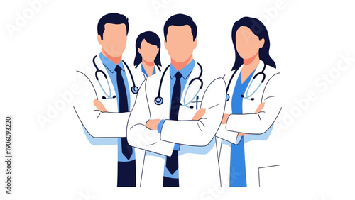 Healthcare Professionals: A dedicated ensemble of doctors, donned in pristine white coats and equipped with stethoscopes, stand united, ready to provide exceptional care.