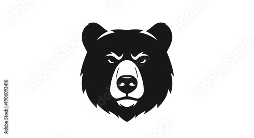 A striking black bear head graphic featuring intense eyes and a powerful presence silhouette high quality professional detailed modern elegant stylish