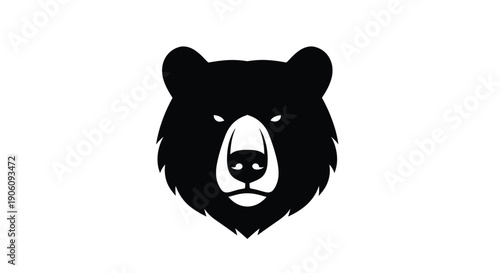 A striking black bear head design powerfully rendered as a minimalist graphic silhouette high quality professional detailed modern elegant stylish clean crisp