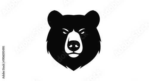 A striking black silhouette of a bear s head showcasing intense eyes and a powerful presence silhouette high quality professional detailed modern elegant