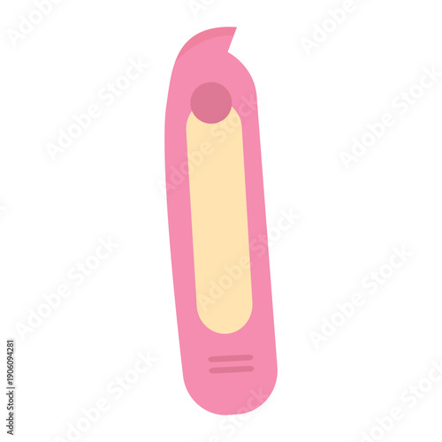 Pink nail clipper illustration for manicure and pedicure. Flat vector nail cutter icon isolated on white background