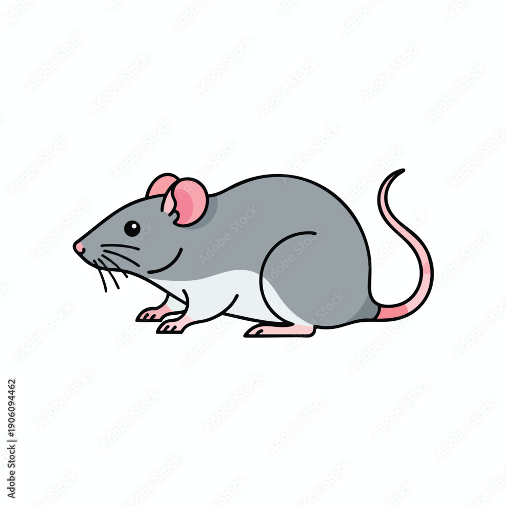 Obraz premium Illustration of a gray cartoon mouse