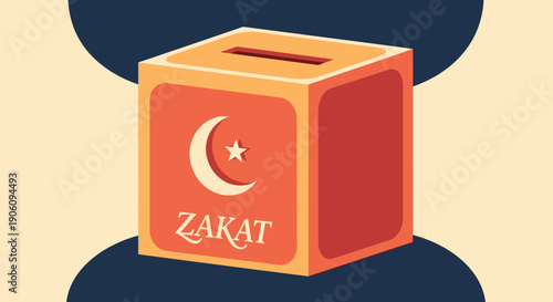 Zakat Donation Box for Islamic Charity and Alms Giving.