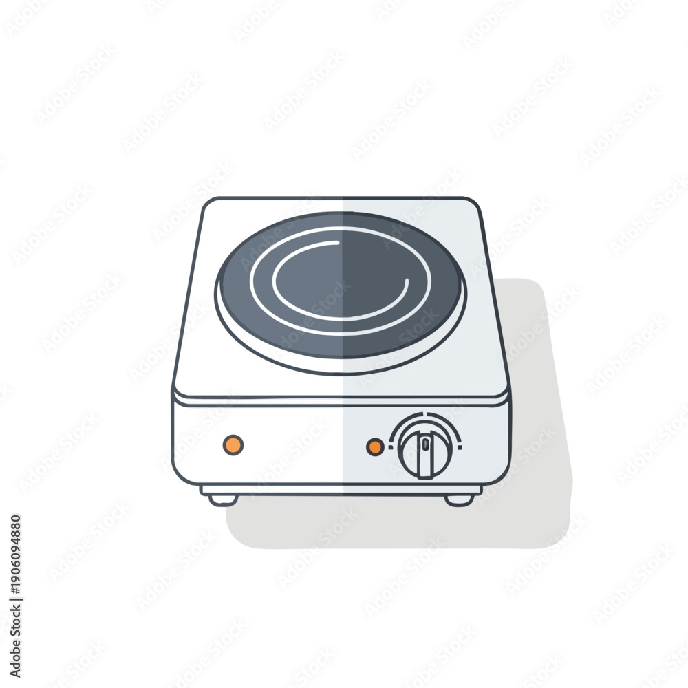 Fototapeta premium Single Burner Electric Stove Illustration