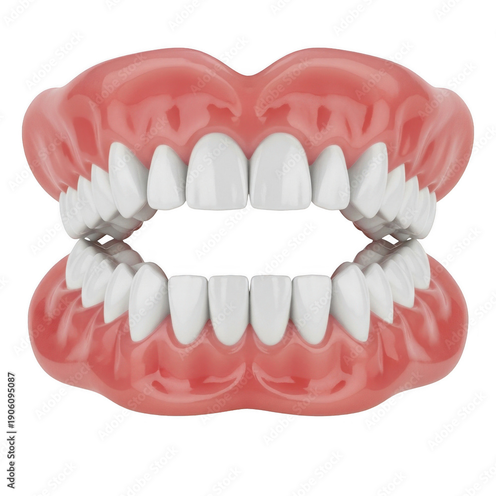 Obraz premium Illustration of a human mouth showing dental braces and teeth alignment