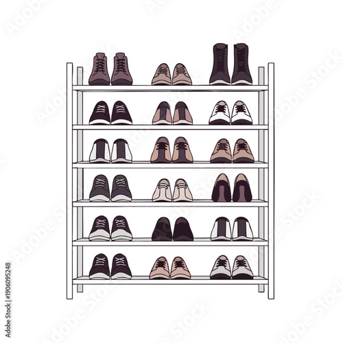 Shoe Rack with Various Footwear
