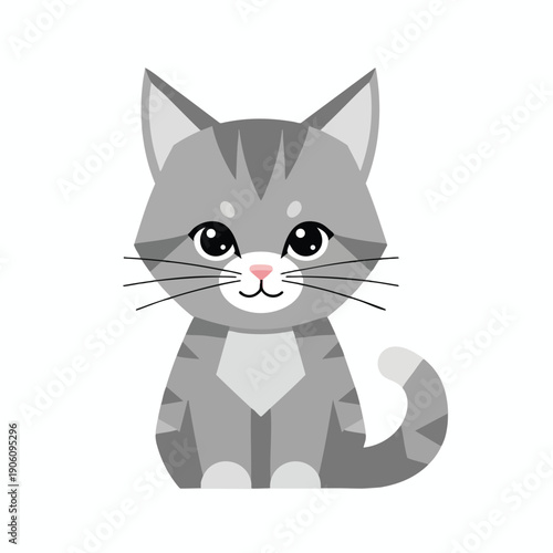 Adorable Gray Cartoon Cat Illustration
