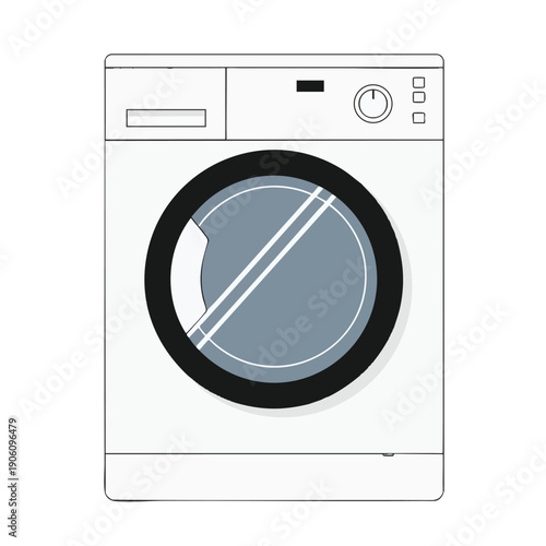 Front Load Washing Machine Vector Illustration