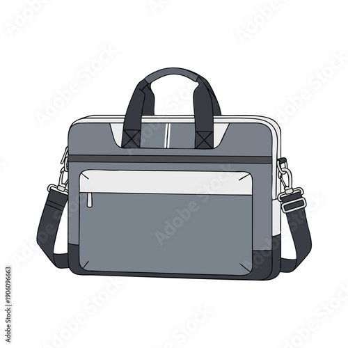 Gray Laptop Bag with Shoulder Strap