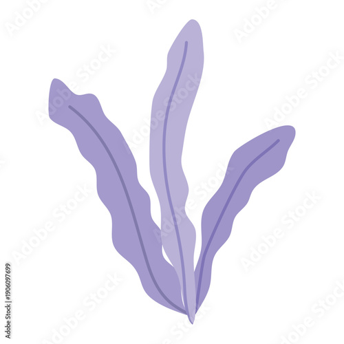 Purple wavy seaweed or kelp illustration. Flat vector marine aquatic plant isolated on white background
