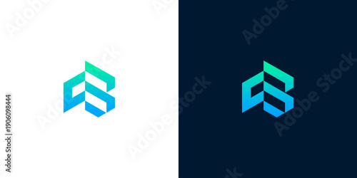 Modern Geometric Abstract Lettermark Logo Design with Dynamic Blue and Green Gradient, Ideal for Technology, Business, or Digital Branding Initiatives