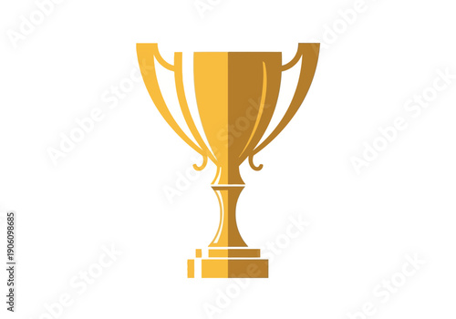Stylized golden trophy vector graphic, a symbol of victory, success, and first place championship award