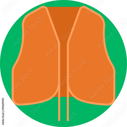 A standard-issue blaze orange vest icon, clearly defined by its open-front design and side stitching. It’s a minimalist symbol for hunter safety, visibility, and regulatory compliance.