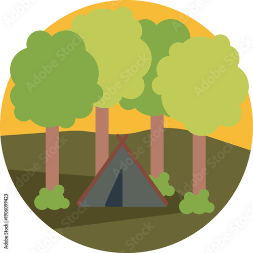 A symbol representing a temporary shelter used by hunters during outdoor trips or overnight stays in the wild.