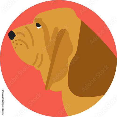 The Tracking Hound: A clean, minimalist icon of a scent hound’s head with floppy ears, symbolizing the use of dogs for tracking and trailing prey.