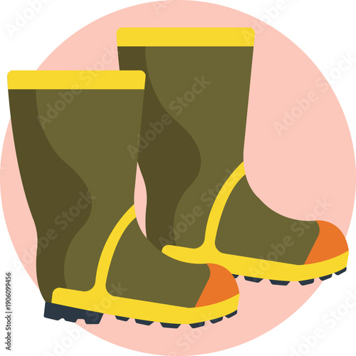 Rain boots – Waterproof footwear designed to keep feet dry while moving through wet terrain during outdoor activities.