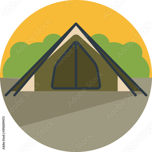 Represents a campsite used during hunting trips, including tents or shelters set up for overnight stays in the wild.