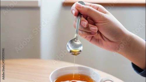 How to Stir Tea in a Cup With a Spoon at a Table in a Cafe