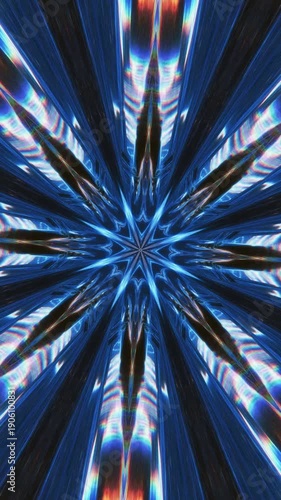 Hypnotic starburst pattern expanding and contracting with vibrant blue and purple neon light effect