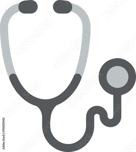 A professional medical stethoscope with a round chest piece and flexible tubing, clean flat vector illustration