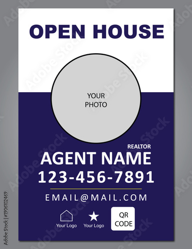 Home sale real estate- Realtors- business yard sign, signage design vector template for outdoor advertising- vertical sign- blue color		