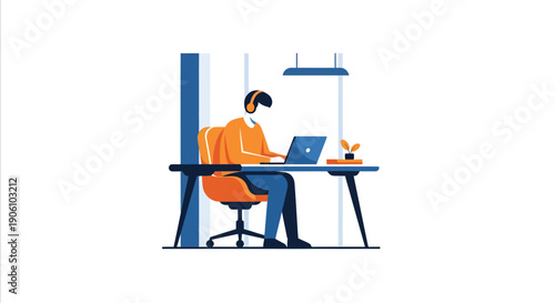 Person working diligently at a desk with a laptop.