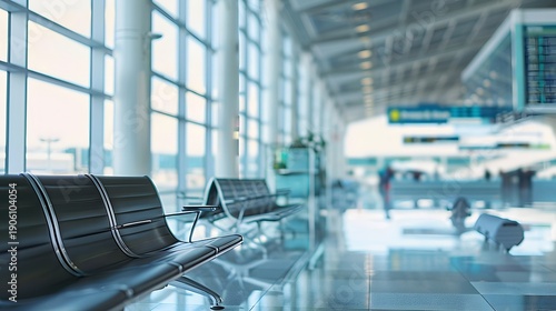 明るく開放的な空港出発ロビー