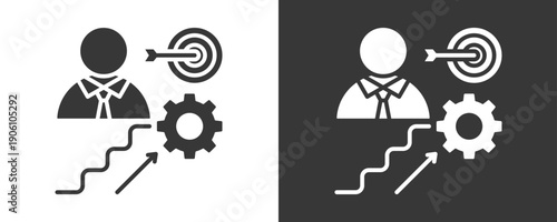 Career Management Icon Set Vector Collection Isolated In Black And White