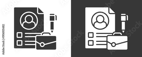 Job Application Icon Set Vector Collection Isolated In Black And White