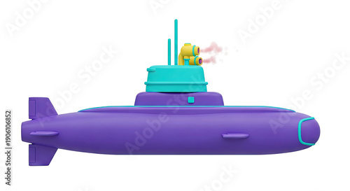 Cartoon Submarine with Periscope