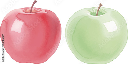 りんごのシンプルな水彩風イラスト