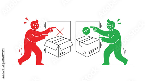 Good vs Bad Product Quality, Problem & Solution Comparison Concept Illustration